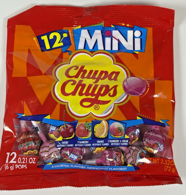 Chupa Chups Mini Lollipops Fruit Flavor Candy 12 Count Fresh Bag