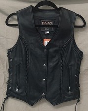 Ladies Made in the USA Leather Biker Vest - 450