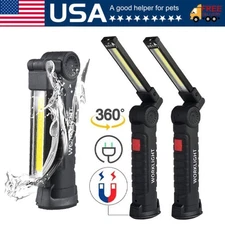 Rechargeable COB LED Slim Work Light Lamp Flashlight Inspect Folding Torch Lot