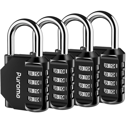 4 Pack Combination Lock for Locker 4 Digit Outdoor Waterproof Padlock for Sch...