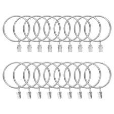 18 Pack Curtain Rings with Clips, 2.5" ID Curtain Clip Rings Hook Matte Silver 