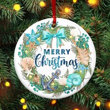 Beach Christmas Ornaments 2025 - Ceramic Ornaments for Tree - Beach Gifts for...
