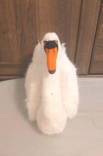 Rare Steiff Stuffed Plush White Sitting Swan 3247/26 w/ Brass Button Tag 10"