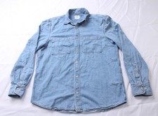 Zara Camicia Uomo Denim Manica Lunga 100% Cotone Bottoni EH6 Blu Medium
