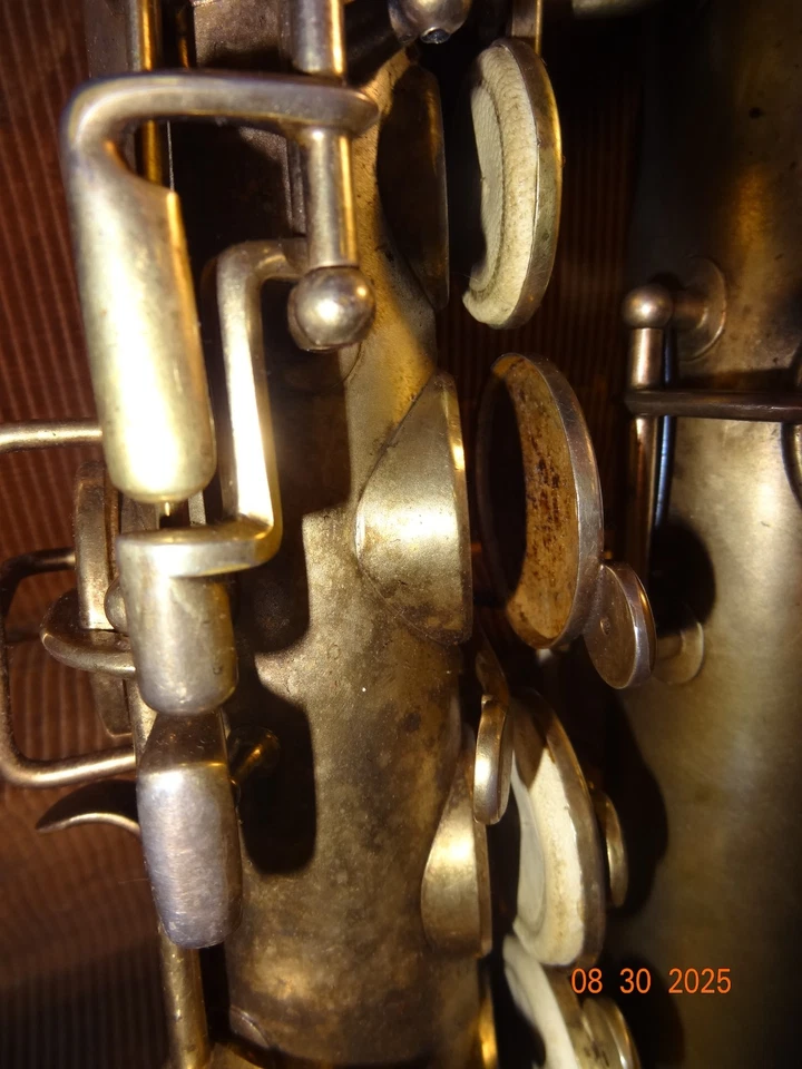 ANTIQUE 1921 MARTIN ELKHART SILVER PLATED BRASS C MELODY SAXOPHONE #29238 - Image 4 of 4