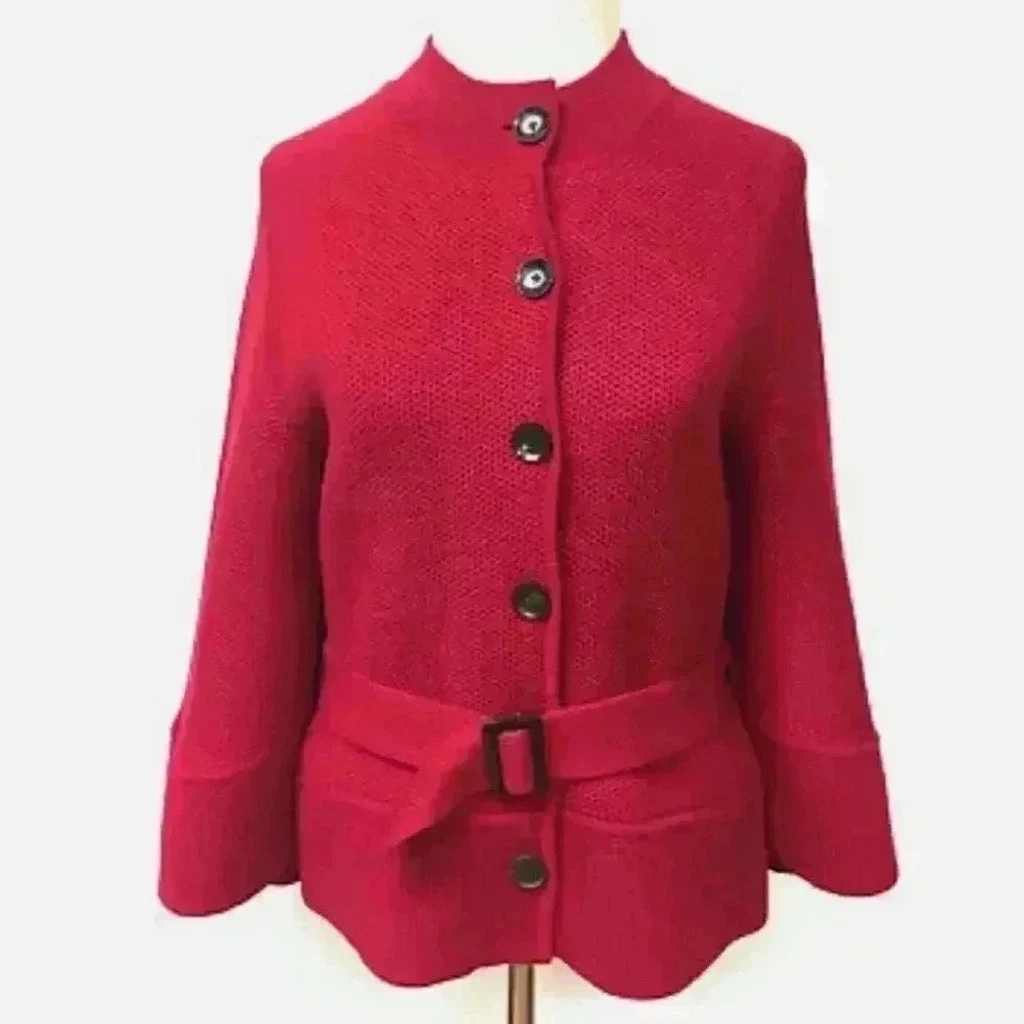 Veste Rena Lange Rouge Cerise - Taille 8/40 - Broderie Dentelle - Neuf Avec étiquettes
