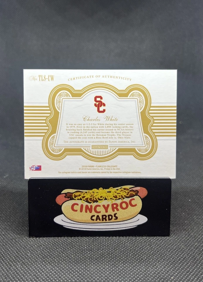 2018 Panini Flawless Collegiate #TLS-CW Charles White Team Logo Auto Gold /10 - Image 2 of 2
