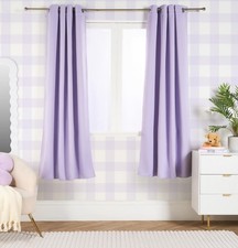 Lilac Colour OHS Eyelet Blackout Curtains PAIR of Thermal Ring Top Ready  