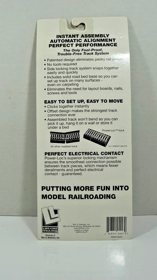 Trenes realistas Power-Loc 9" juego de vías rectas calibre HO 4 piezas # 433-21302 Foto 2 de 4