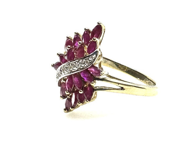 9ct Gold Ruby Ring Yellow Gold Ruby Diamond Ring … - image 15