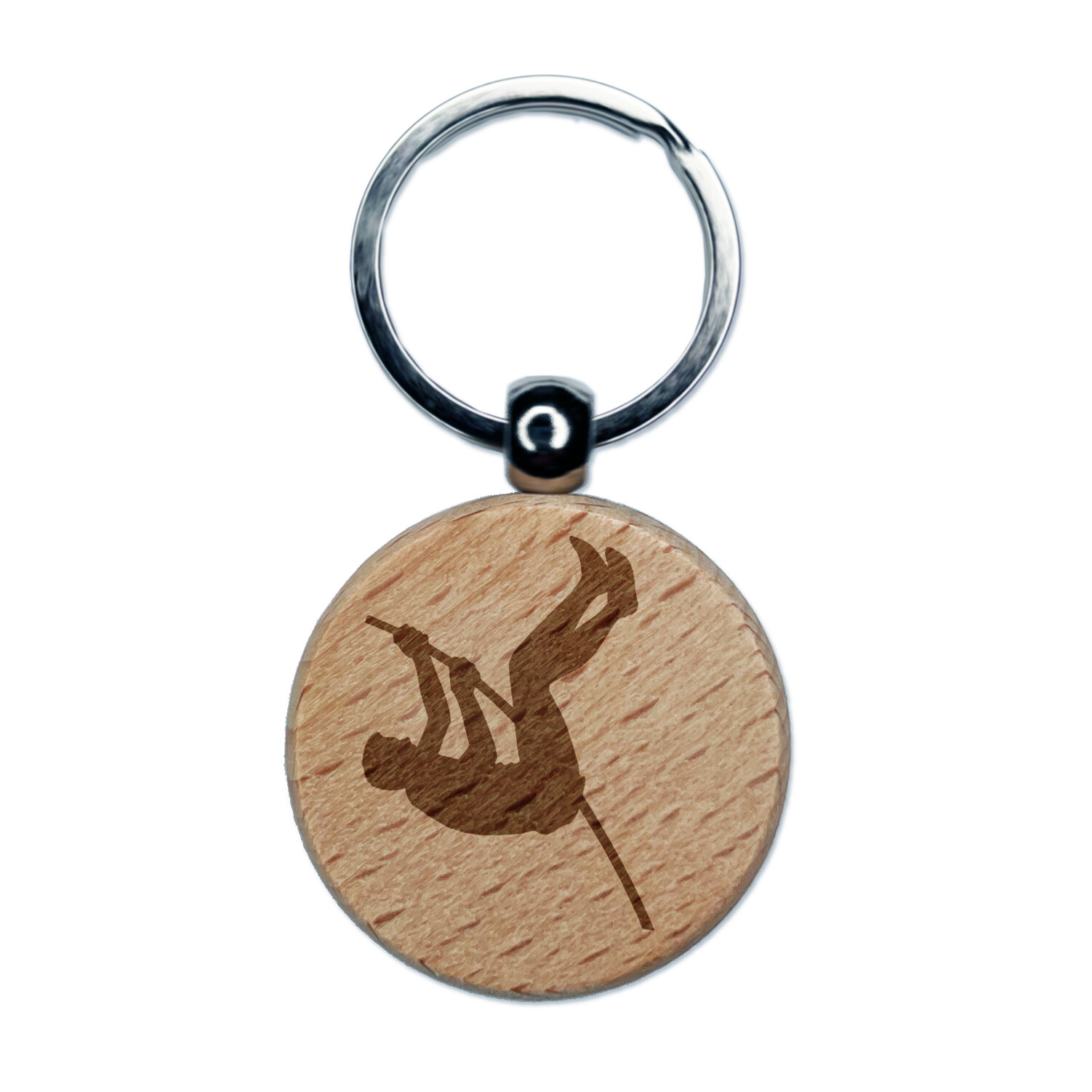 Pole Vaulter Track and Field Engraved Wood Keychain Charm
