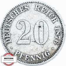 J 5  20 Pfennig KAISERREICH von 1876 J in f.SS  927199