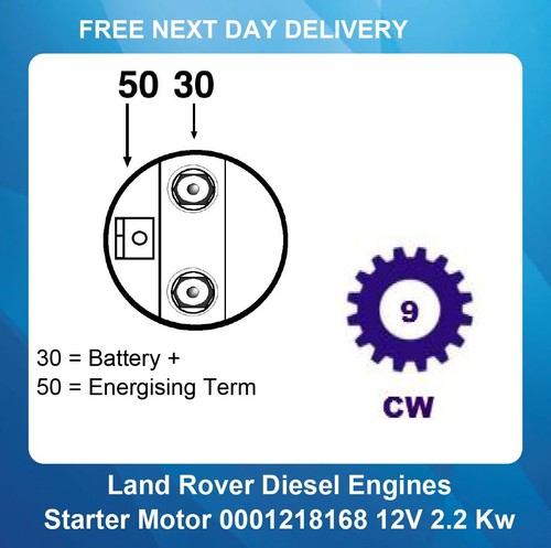 Starter Motor For Landrover NAD10039 NAD100390 0001218152 0001218168 - Picture 3 of 5