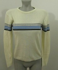 Vintage Glory US Women's Off White- Cream Striped Sweater Size M Made in USA