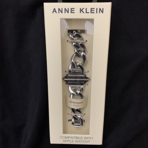 Anne Klein  Bryant Collection 42-45 mm Silver Chain Apple Watch Band - Picture 1 of 4