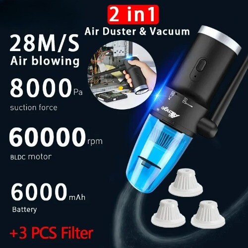 Cordless Air Duster Blower Electric Computer Cleaning,Rechargeable Handheld New - Afbeelding 8 van 24