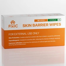 Fixic Skin Barrier Wipes - 50 PCS - Premium Skin Prep Protective Wipes - Skin Ad