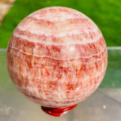 446g Natural Rhodochrosite Sphere Quartz Crystal Ball Specimen Healing