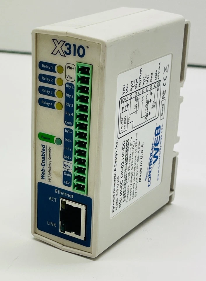 Relé web X-310-24I, 9-28 VDC, 4 entradas digitales, 4 relés, 4 entradas de sensor de temperatura Foto 3 de 4