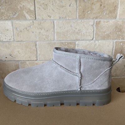 UGG CLASSIC ULTRA CLEAR MINI CAMPFIRE LIGHT GREY WATER-RESISTANT