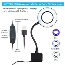 LED Aquarium Clamp Clip Lamp Fish Tank Light Gooseneck 3 Lighting Colors W6C4