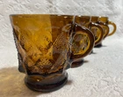 VINTAGE-RETRO Anchor Hocking 4 Amber-Brown Kimberly-DIAMOND C-Handle Glass Mugs