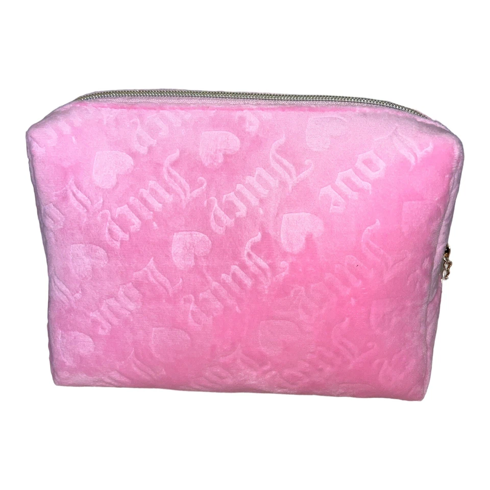 Juicy Couture Makeup Bag Pink Velour W/ Logo Small Travel Bottle NWT - Image 3 of 4