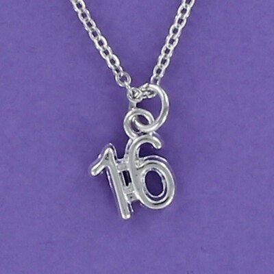 NUMBER 16 Necklace on Chain or Charm Only Pewter Sweet