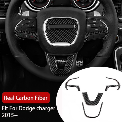 Carbon Fiber Steering Wheel Cover Trim for 15+ Dodge Challenger/ Charger Durango