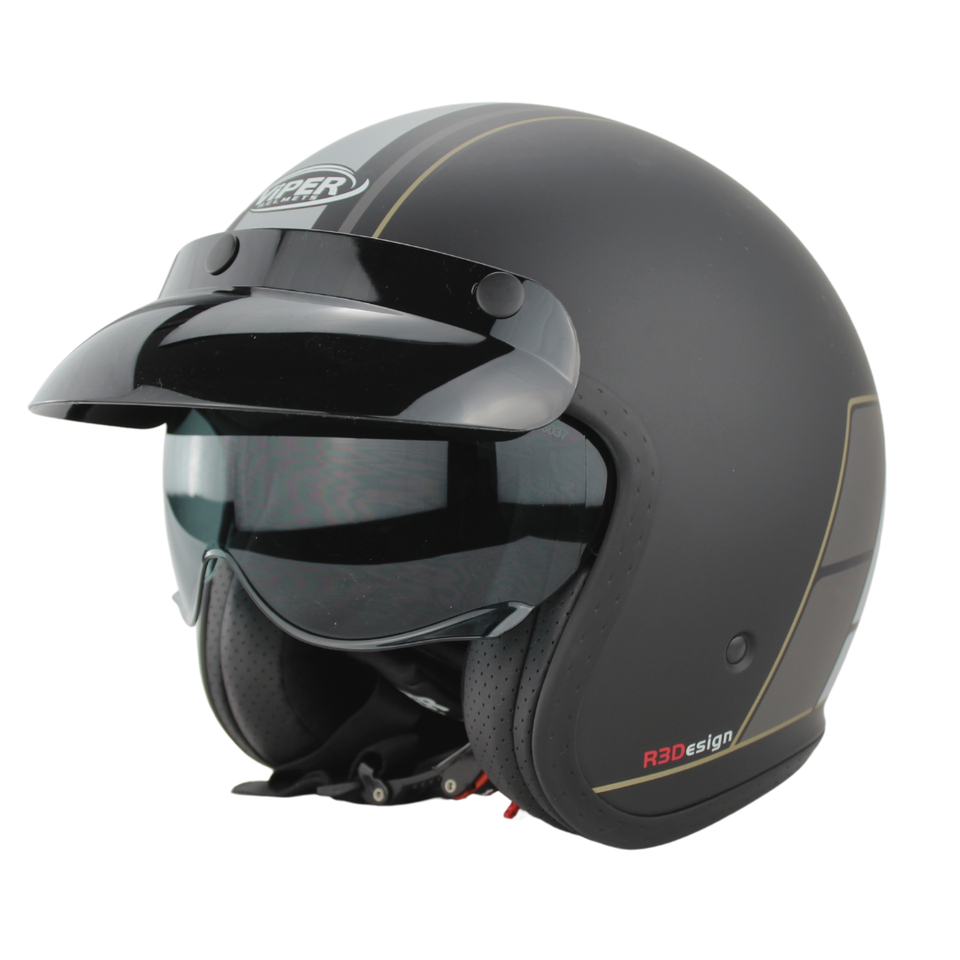 ViPER RSV06 Plus Motorcycle Helmet With Inner Sun Visor Open Face