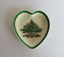 Vintage ~ Spode ~ Chistmas Tree Green ~ Heart Shaped Nut/Trinket Dish