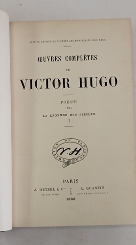OEUVRES COMPLETES DE VICTOR HUGO 1883 POESIE VII LA LEGENDE DES SIELCLES I - 第 1/7 張圖片