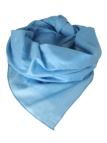Tissu foulard monochrome 100 % coton unicolore bleu clair | env. 100 x 100 cm - Photo 1/2