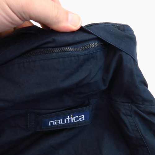 Vintage Nautica Navy Light Weight Jacket Hood XXL/2XL Hong Kong Striped Lining - Picture 10 of 10