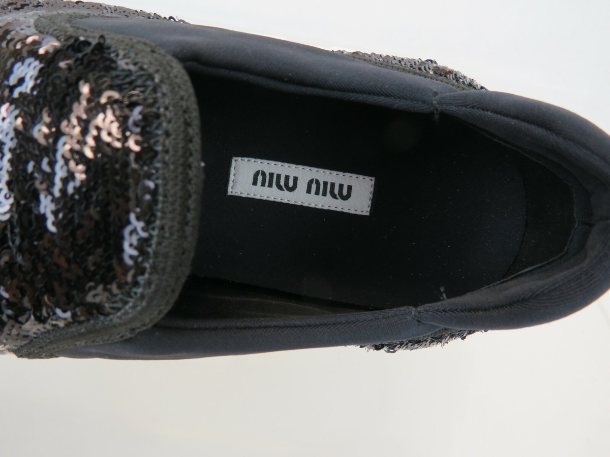 【送料込み】miu miu★SALE★5BG280 Miu Miu Technical fabric sneakers for Women - Grey in UAE