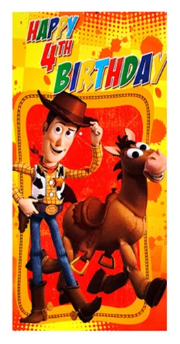 Toy Story 4th Birthday Greeting Card For Boys Or Girls Woody & Bullseye. 12 x 22