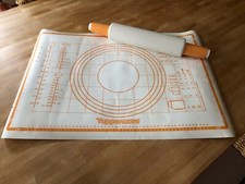 Tupperware Profi Teigrolle Nudelholz + Back Unterlage gelb weiß