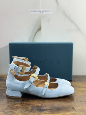 A. Bocca Two For Love Mokassin Frau Suede Himmel Absatz Luxury Handgefertigt 39