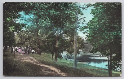 DELTON MICHIGAN, EAST SIDE PARK, CROOKED LAKE, POSTCARD c. 1909 