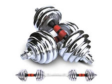 Adjustable Weight To 66 lbs Cast Iron Dumbbell Barbell Set Home Gym Work Out 