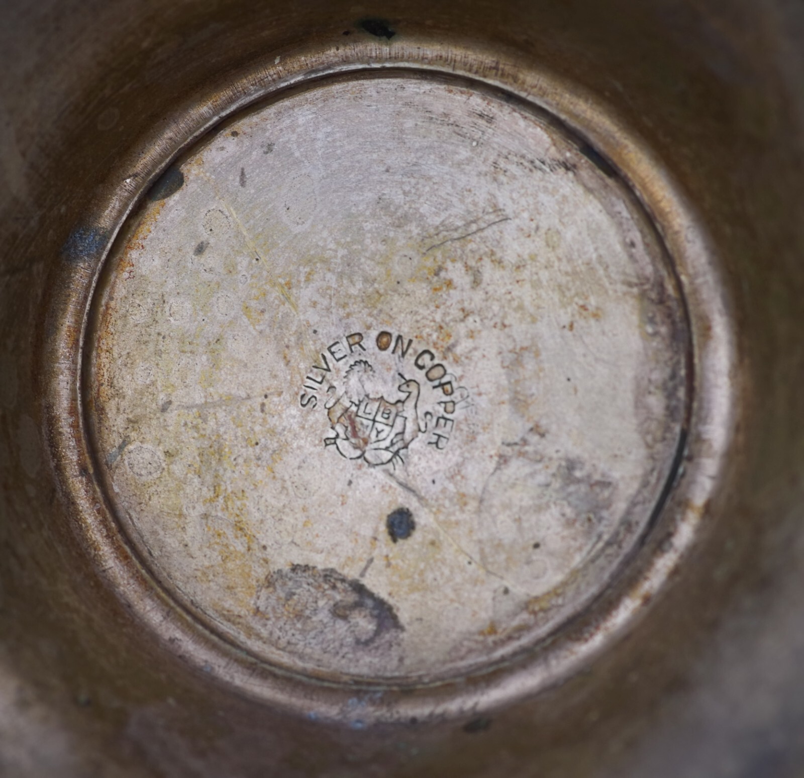 VINTAGE Silver On Copper TEAPOT Lehman Brothers New York Made in USA