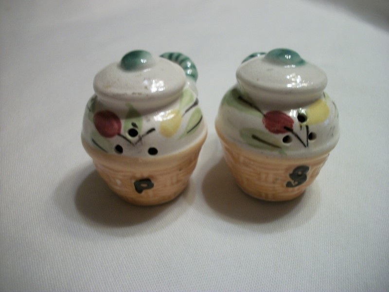Vintage Basket with Flowers Salt & Pepper Shakers - 2 " Tall  