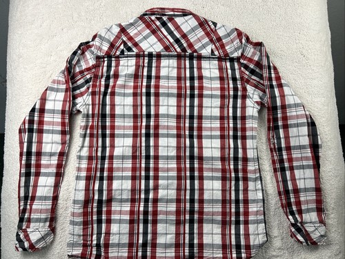 BKE Vintage Shirt Mens XL Relaxed Fit Red/Black Plaid Pearl Snap Western Preppy - Picture 10 of 12