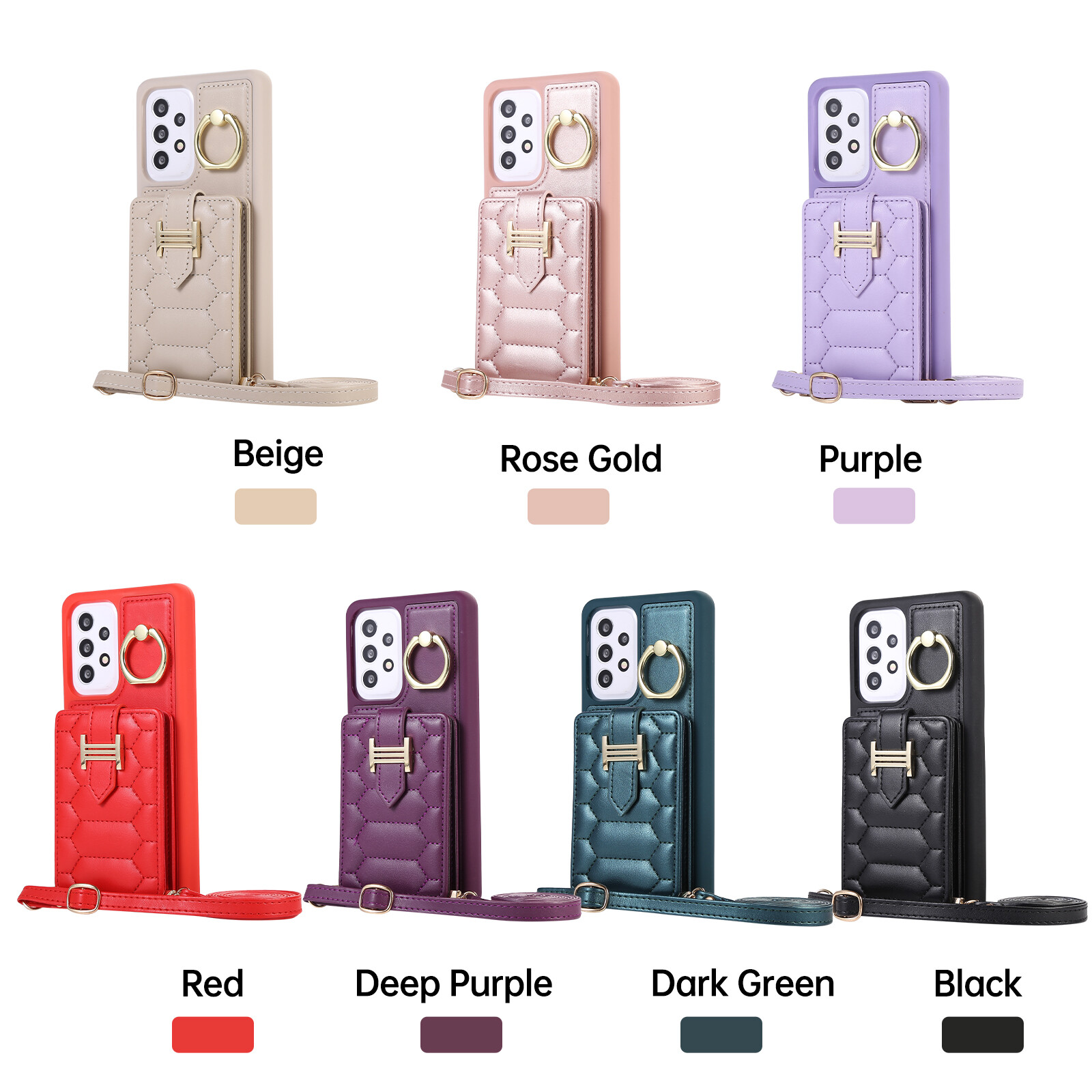 Leather Card Holder with 360° Kickstand and Protective Bumper for Samsung Galaxy A52 4G-image