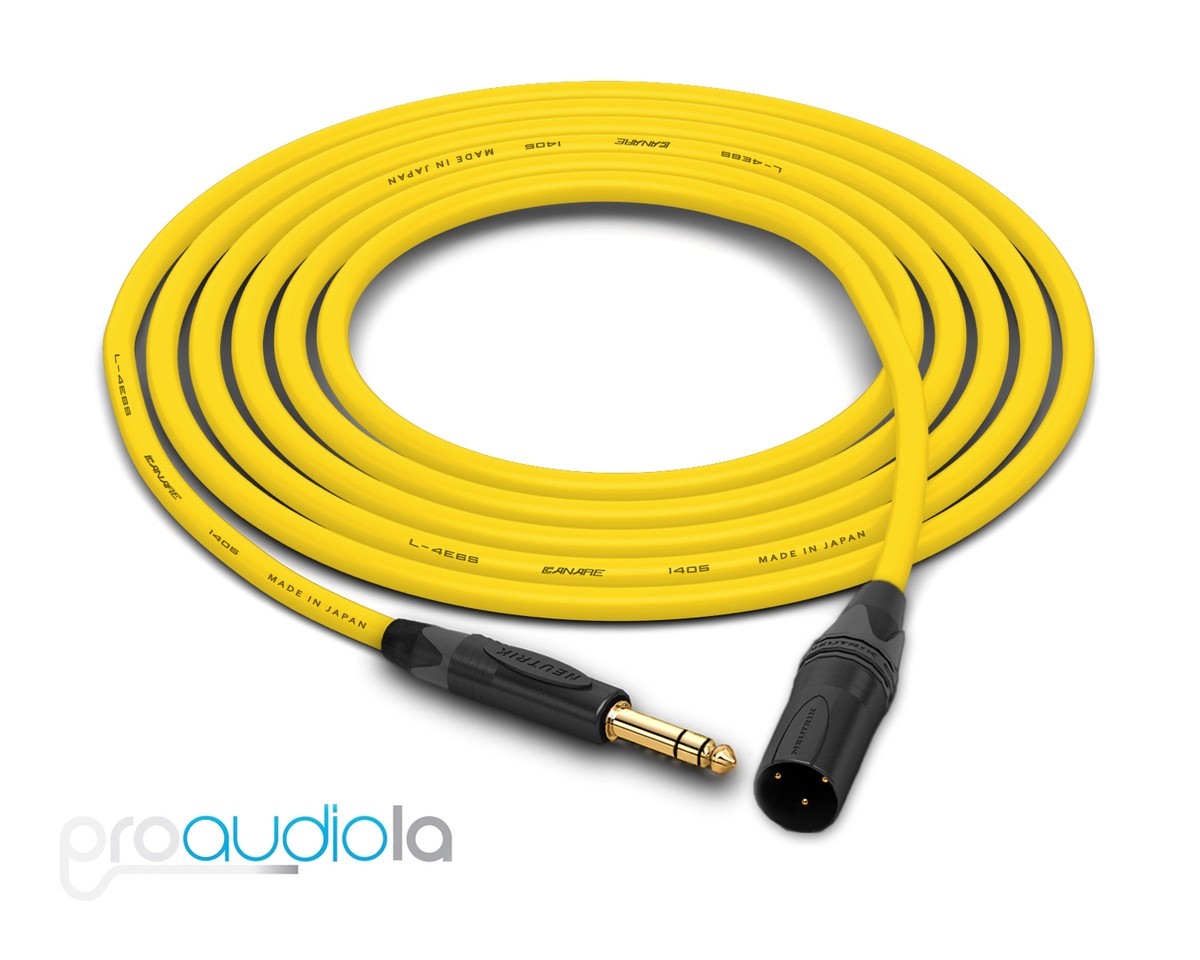 Canare Quad L-4E6S Cable | Neutrik Gold TRS XLR-M | Yellow 50 Feet