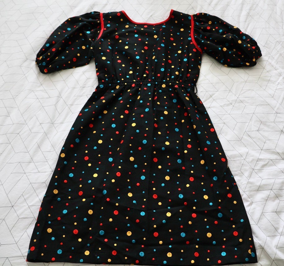 Abito Saint Laurent Rive Gauche nero vintage anni 70 80 a pois taglia 38