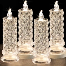LED Candles, 4Pack Battery Operated Candles with Rose Light Halo, Romantic Flame