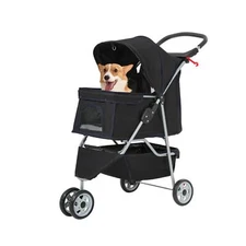 FDW Pet Stroller Foldable Dog Stroller 3-Wheel Durable Cat Jogger Stroller fo...