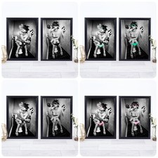 girl on toilet drinking wall art poster print picture A3 A4 8x10 inches bathroom