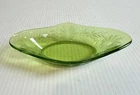 Small Vintage Green Cut Glass Floral Depression Glass Relish Pickle Celery Dish